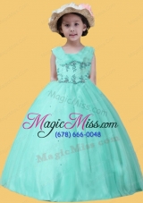 Scoop Appliques Ball Gown Apple Green Little Girl Pageant Dress