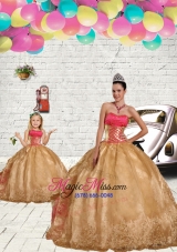 Beading Strapless Princesita Dress in Gold with Embroidery