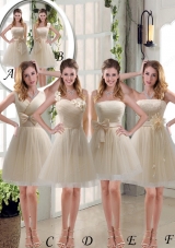 Elegant Princess Mini Length Lace Bridesmaid Dress with Bowknot