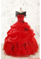 Most Popular Appliques Red Quinceanera Dresses for 2015