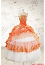 2015 Perfect Strapless Quinceanera Dresses with Beading