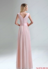 Most Beautiful Chiffon Light Pink Empire Dama Dress with Ruching