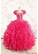 2015 Hot Pink Beading Wonderful Quinceanera Dresses