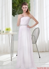 2015 Simple Empire Ruching Bridesmaid Dresses in White