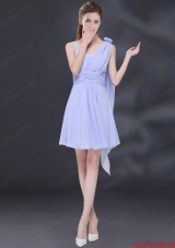 Chiffon Ruching 2015 Lavender Dama Dress with One Shoulder