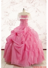 Perfect Rose Pink Quinceanera Gowns with Pick Ups for 2015