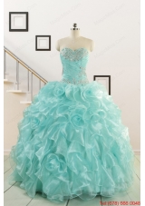 Apple Green Quinceanera Dresses with Beading for 2015