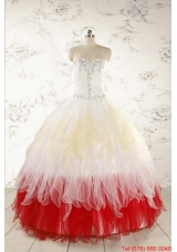 Unique Multi Color Sweetheart Ruffled Quinceanera Dresses wth Beading
