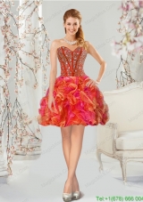 2015 Wonderful Beading and Ruffles Multi-color Dama Dress