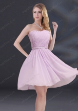 A Line Sweetheart Prom Dresses with Ruhing and Belt