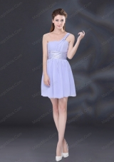 2015 Ruching and Belt Chiffon Prom Dresses in Lavender