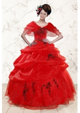 Sweetheart Red Quinceanera Dresses With Applique for 2015