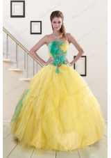 Classical Multi Color Quinceanera Dresses with Hand Made Flowers for 2015