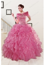2015 Sweetheart Pink Quinceanera Dresses with Beading