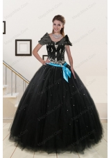 New Style Appliques and Beading Quinceanera Dresses in Black