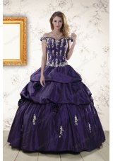 2015 New Style Off The Shoulder Appliques Quinceanera Dresses in Purple