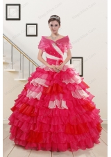 New Style Beading Quinceanera Dresses with One Shoulder for 2015