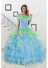 New Style Beading Strapless Multi-color Quinceanera Dress for 2015