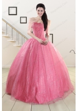 2015 New Style Strapless Quinceanera Dresses in Rose Pink