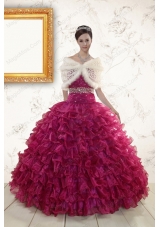 2015 Sweetheart Quinceanera Gown with Beading and Ruffles