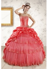 New Style Appliques Quinceanera Dresses in Watermelon