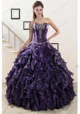 2015 Unique Sweetheart Purple Quinceanera Dresses with Appliques