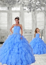 Affordable Beading and Ruching Baby Blue Princesita Dress