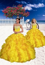2015 Most Popular Appliques and Beading Yellow Princesita Dress