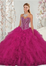 Detachable Unique Beading and Ruffles Dresses for Quince in Red for 2015