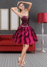 2015 Multi Color Prom Dress with Beading and Ruffled Layers