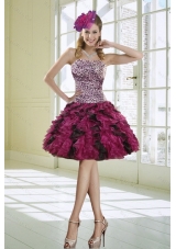 Ruffled Strapless Leopard Prom Dresses in Multi Color
