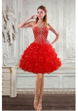 New Style Sweetheart Prom Dresses with Beading and Ruffles