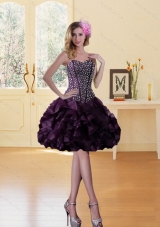 Burgundy Sweetheart Prom Dress with Ruffled Layers and beading