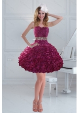 Fashionable Strapless with Beading and  Ruffles Prom Dresses for 2015