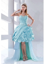 Discount Sweetheart High Low with Beading and Ruffles Prom Dresses for 2015