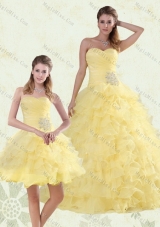 Sweetheart Quinceanera Dress with Beading and Ruffles in Yellow