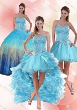 Most Popular and Detachable Sweetheart Multi Color Quinceanera Dress with Ruffles and Beading