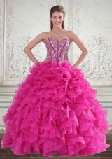 Sweetheart Hot Pink 2015 New Style Quinceanera Dresses with Beading and Ruffles