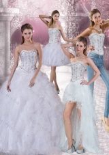 White Sweetheart 2015 New Style Quinceanera Dress with Ruffles and Beading
