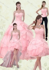 Unique Sweetheart Beading 2015 Quinceanera Dresses with Ruffled Layers