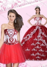 2015 New Style Appliques Strapless Quinceanera Dress in Multi Color