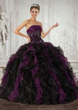 Strapless Multi Color Sweet Fifteen Dresses with Ruffles and Embroidery