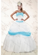 2015 New Style Strapless Floor Length Sweet 16 Quinceanera Dresses with Appliques