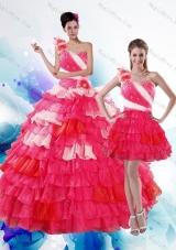 2015 New Style Multi Color Quince Dresses with Ruffled Layers and Beading