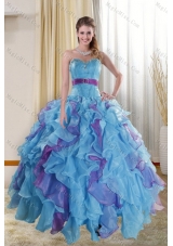 New Style The Super Hot Multi Color 2015 Quinceanera Dresses with Ruffles and Beading