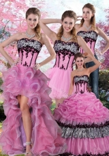 Zebra Printed Multi Color Quinceanera Dress with Pick Ups and Appliques