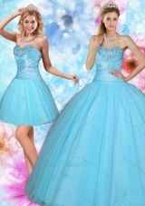 2015 Discount Sweetheart Beaded Quinceanera Dress in Baby Blue