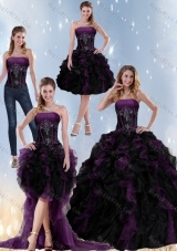 Exclusive and Detachable Multi Color Strapless Quinceanera Dresses with Beading and Ruffles