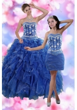 2015 Fashionable Strapless Quinceanera Dresses in Royal Blue