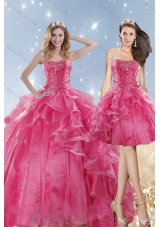 2015 Hot Selling Pink Dresses for Quinceanera with Beading and Ruffles